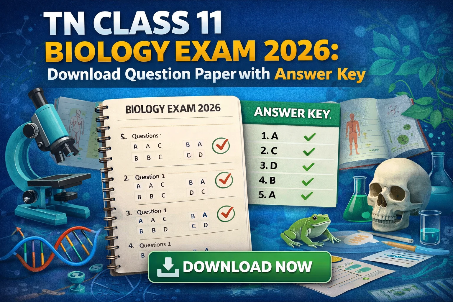 TN Class 11 Biology Exam 2026: Download Question Paper with Answer Key