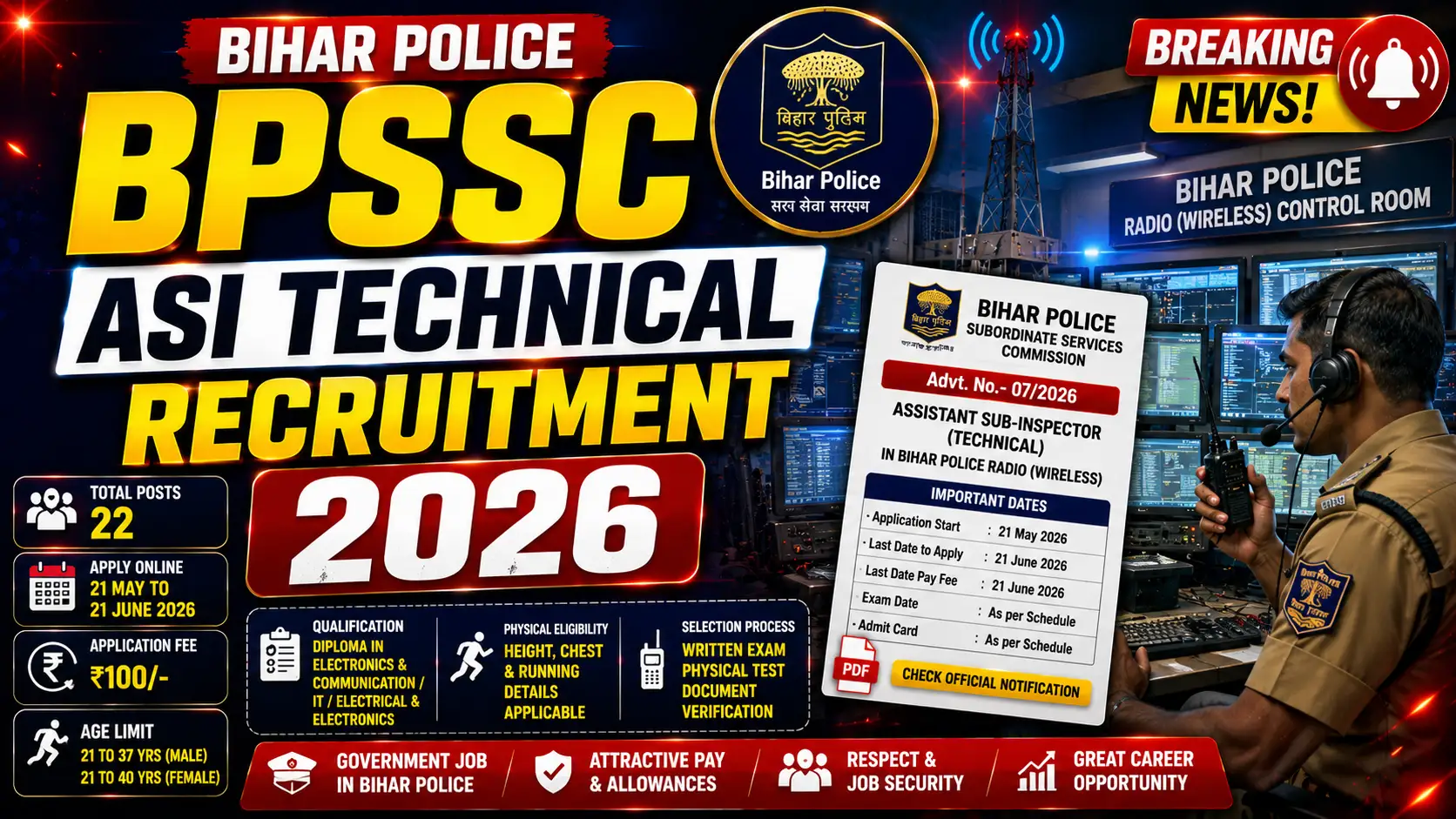 Bihar Police ASI Technical Recruitment 2026